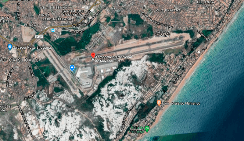 Localização do Aeroporto Internacional de Salvador - BA